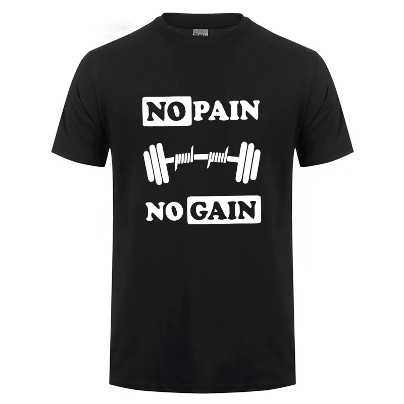 No Pain No Gain Printed T Shirt For Men Summer Bodybuilding And Fitness Short Sleeve T-Shirt Gyms Clothing Crossfit Tops Tee No Pain No Gain Printed T Shirt For Men Summer Bodybuilding And Fitness Short Sleeve T-Shirt Gyms Clothing Crossfit Tops Tee