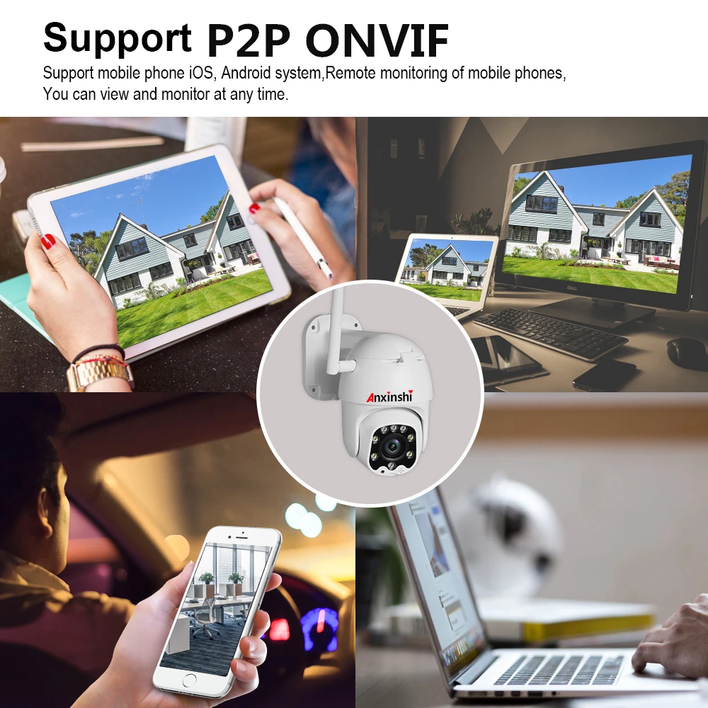 Открытый WiFi 5MP PTZ камера беспроводная IP скоростная купольная камера двухсторонняя голосовая P2P Onvif Водонепроницаемая камера видеонаблюдения
