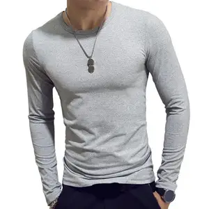 2022 New Men's T-Shirts Solid Color Round Neck Long Sleeve Warm Slim Bottoming Shirt Tops Tees O-Neck For Male Simple T-Shirt