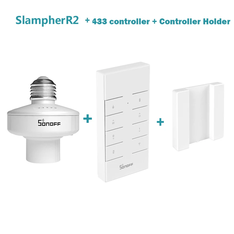 R2 and 433 and base SONOFF SlampherR2 WiFi смарт-держатель лампы E27 винт база работать с Alexa Google home поддержка RM433 пульт дистанционного управления/eWeLink App - Комплект: R2 and 433 and base