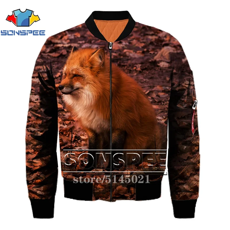SONSPEE Animal Fox 3D принт Харадзюку Топ Летающая куртка Авиатор Пилот мужские куртки бомбер женская модная повседневная одежда G14 - Цвет: Красный
