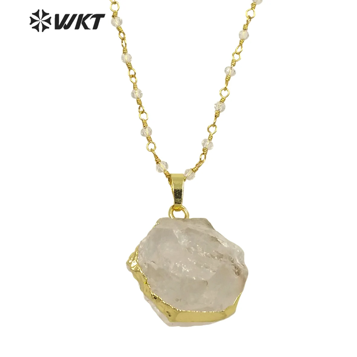 

WT-N1029 WKT Wholesale Jewelry Natural Qurtz Crystal Pendant Necklace Clean Crystal 18 inches Beads Chain For Gift's Gift