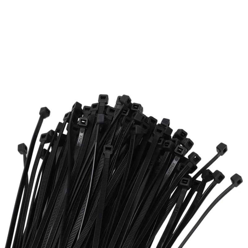 Top-100pcs застежка-молния стяжки кабельные стяжки проволочные ремни пластиковый крючок самофиксирующийся нейлон основной цвет: черный Размер: 4X300 мм