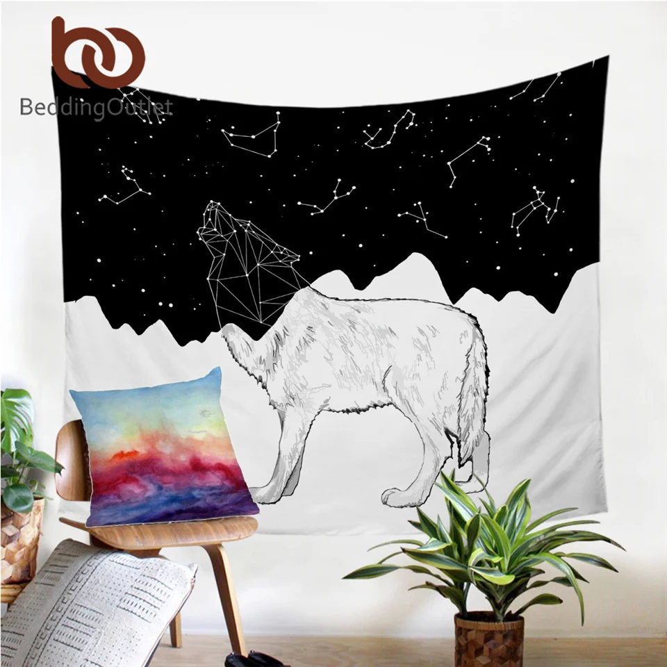Постельные принадлежности Outlet волк гобелен Декор для гостиной настенное одеяло