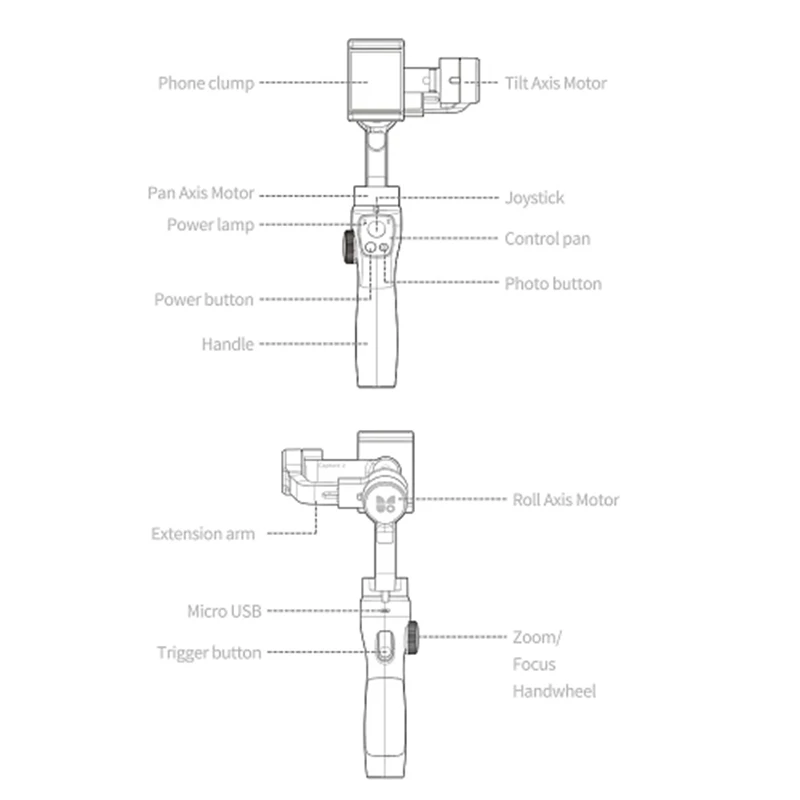  3-Axis Handheld Gimbal Stabilizer Time Lapse Face Tacking for Smart Phone iPhone Samsung Xiaomi Hua