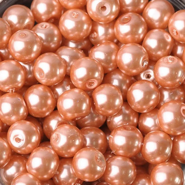 Lot Colors Round Pearl Coated Glass 4mm 6mm 8mm 10mm 12mm 14mm 16mm Loose Spacer Beads for Jewelry Making DIY Crafts Light Rose