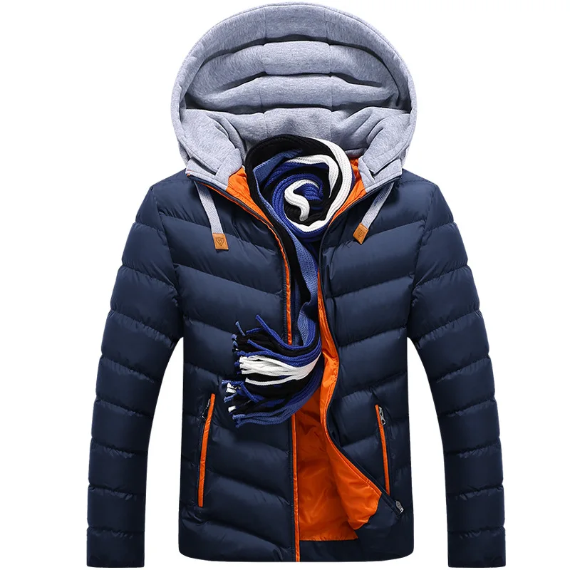 Зимняя теплая одноцветная плотная зимняя верхняя одежда для мужчин, пуховик с длинным рукавом, куртка нормальной длины, большие размеры 3XL 4XL 5XL 6XL