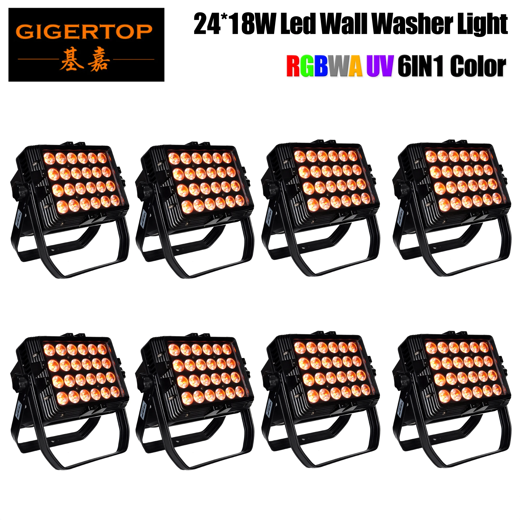 

TIPTOP 8 Pack IP65 Waterproof Outdoor 24 X 18W Led Flood Light LED Wall Washer Lamp Landscape Wash Wall Light TP-W2418