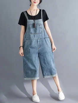 

Summer Oversized Rompers Women Jumpsuit High Waist Short Overalls for Women Denim Playsuits Loose Wide Leg Suspenders Jumpsuits