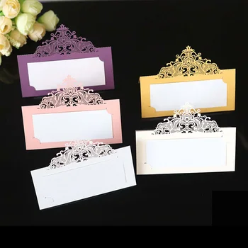 

50pcs Laser Cut Crown Shape Table Name Place Cards Favor Table Name Message Setting Card Wedding Birthday Party Favor Decoration