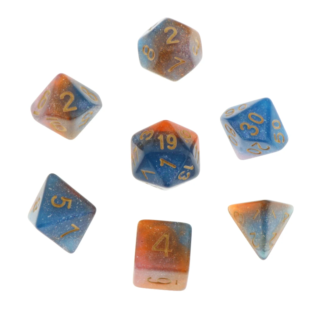 Pack of 7 Polyhedral Dices Table Board Games Party KTV for Dungeon and Dragons Polyhedral Dice Games DND Dice Set Kids Math Toys