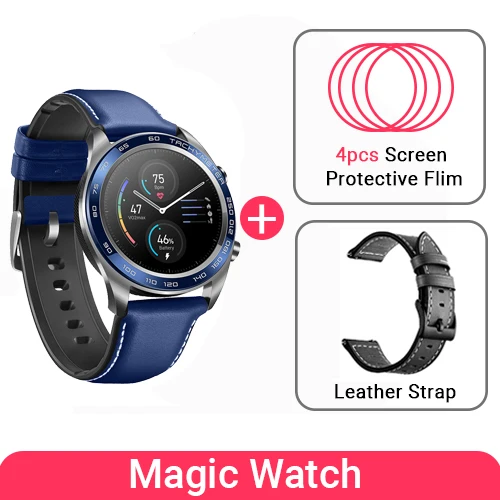 Huawei Honor Watch Magic SmartWatch NFC gps 5ATM водонепроницаемый трекер сердечного ритма трекер сна 7 дней напоминание о сообщениях - Цвет: Blue n Films Strap1