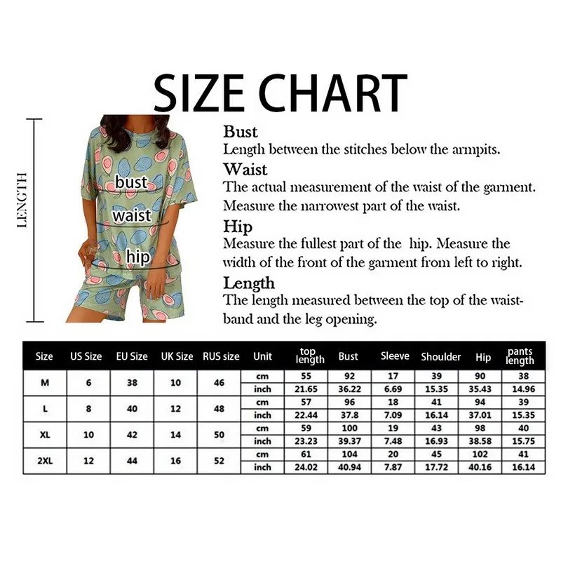 Women's summer suit pajamas Sleepwear home service loose casual printed pajama set woman 2 pieces suits with T-shirt and shorts