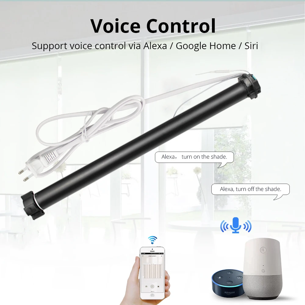 Zemismart Tuya WiFi Smart Electric Roller Shade Blinds Motor for 37 38mm Tube Motorized Curtain Alexa Google Home Voice Control