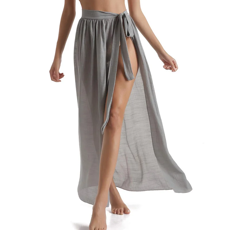 

2020 Cover Up Beach Women Dress Bikini Cover Ups Pure Candy Color Bathing Suit Women Swimsuit Beachwear Wrap Mesh Skirt