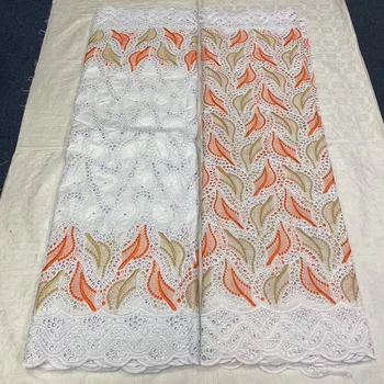 

(2.5+2.5yards/set) High quality African bazin cotton lace fabric plus Swiss voile lace fabric with embroidery for party BZX034