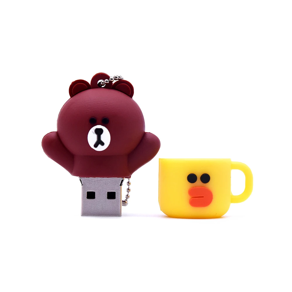 Мини-micro USB 2,0 128MB 32GB 64GB фотовспышка с мультяшным кроликом и медведем, USB флеш-накопитель, детский объемный подарок