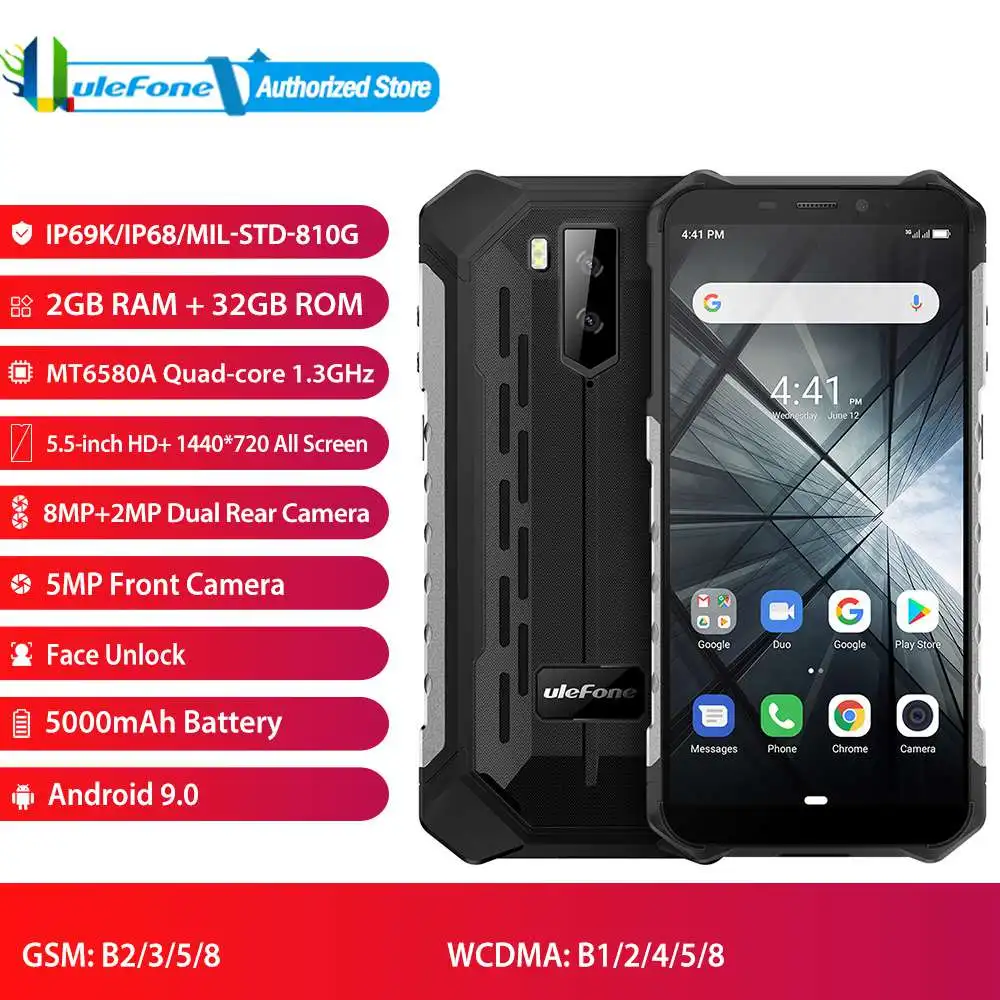 

Ulefone Armor X3 Rugged Smartphone Android 9.0 IP68 Android 5.5" 2GB 32GB 5000mAh 3G Rugged Cell Phone Mobile Phone Android