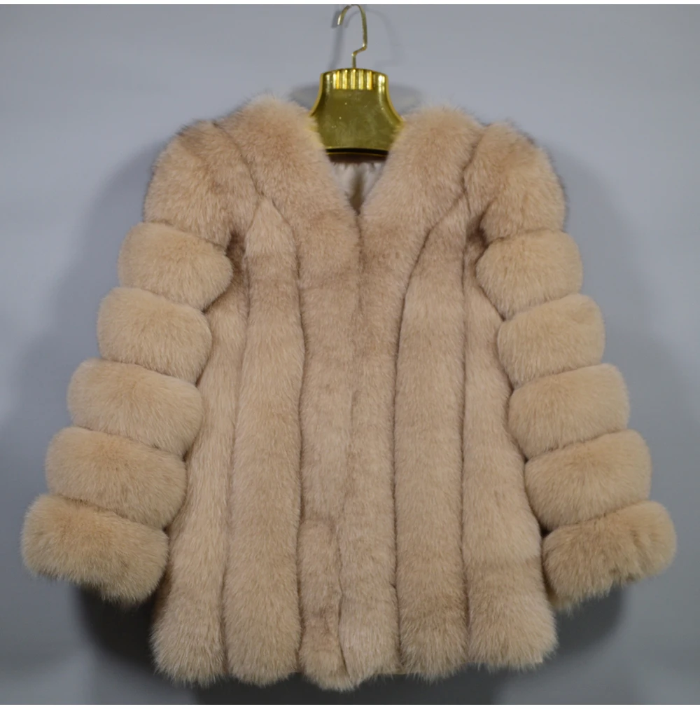 Женское высококачественное пальто с натуральным лисьим мехом зимняя куртка из натурального Лисьего меха с длинными рукавами роскошное пальто из натурального Лисьего меха для девочек