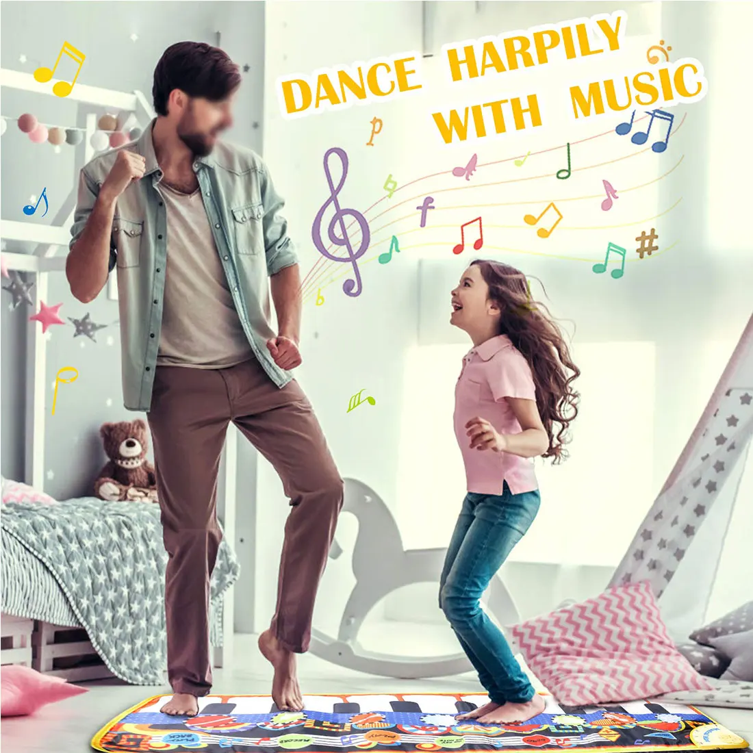 

Piano Mats Music Carpets Children Touch Play Mat with Instrument Sound Musical Mat Rug Music Learning Toys for Kids 110x36cm