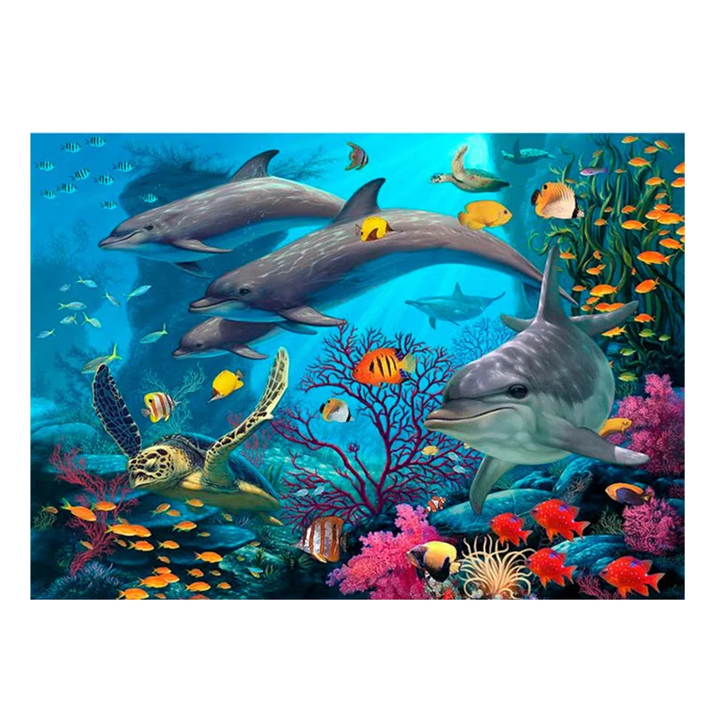 

5D DIY Diamond Mosaic Handmade Diamond Painting Dolphin Cross Stitch Diamond Embroidery Animals Patterns Rhinestones Arts