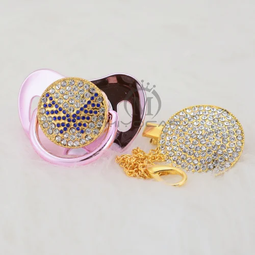 MIYOCAR Bling blue wing соска и зажим набор соска держатель цепи bling blue wing соска уникальный дизайн ABWG - Цвет: ABBF-11-1  6-18M