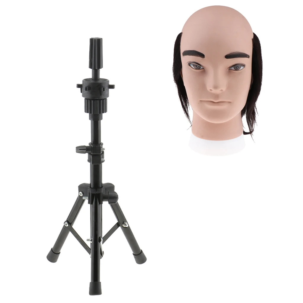 8’’ Black Mannequin Head Human Hair Hairdressing Mannikin Head+Tripod Holder 8’’ Black Mannequin Head Human Hair Hairdressing Mannikin Head+Tripod Holder