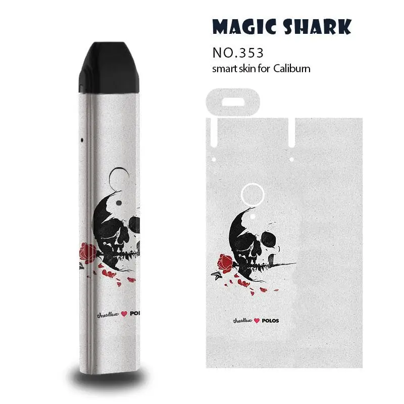 Magic Shark Fashion Skull Leopard Snake Print Funny Bumpy PVC Case Cover Skin Sticker Film for Uwell Caliburn - Цвет: 353