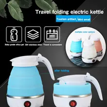 0.6L Mini  Portable Electric Kettle Foldable Kettle for Travel Baby-grade Silicone 304 Stainless Steel Kettle Quickly Boil Water