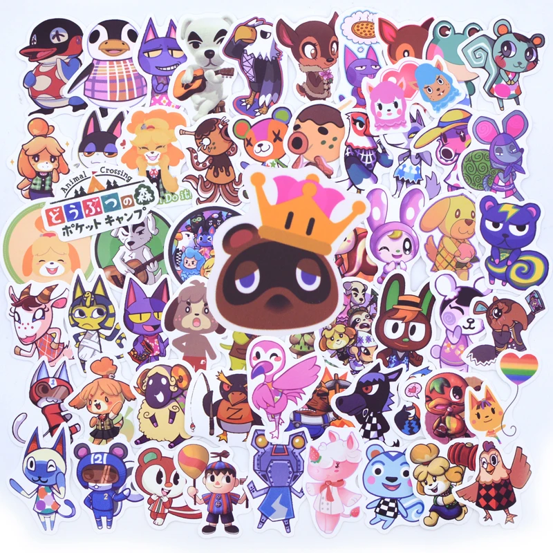 

60PCS Animal Crossing Stickers Cartoon Character For DIY Laptop Guitar Decal Phone Motorcycle Car Helmet Kids Cute Sticker