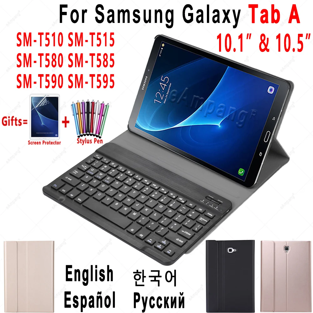 Кожаный чехол с клавиатурой Bluetooth для Samsung Galaxy Tab A A6 10 1 2016 2019 T510 T515 T580 T585 5 2018 T590 T595
