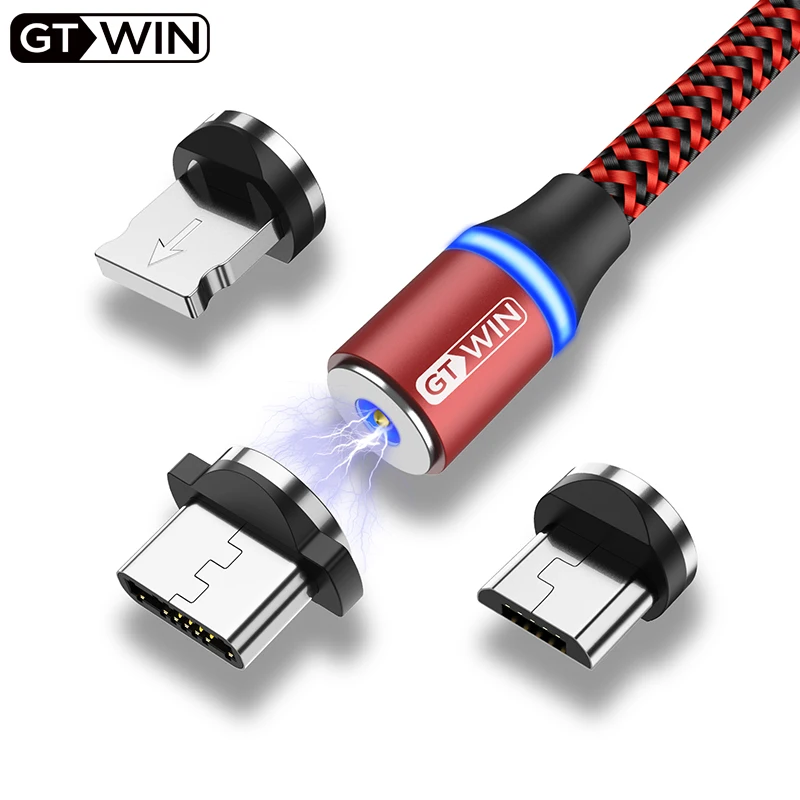 

GTWIN Magnetic USB Cable Lighting Fast Charging For iPhone X Xs Max Xr LED Magnet Micro Type C For Huawei P30 P20 Mate 30 USB C