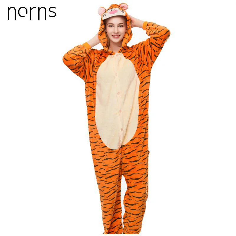 Norns Tigger милые женские пары зимние домашние фланелевые с длинным рукавом утолщенные мультфильм животных кусок пижамы