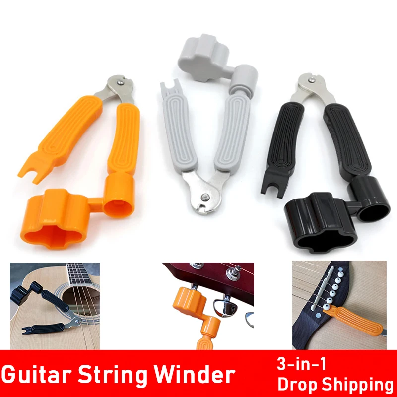 

New 3colors Guitar 3 in 1 Multifunctional guitarra Ukulele Tool Winder + String Cutter + Pin Puller Instrument Accessories
