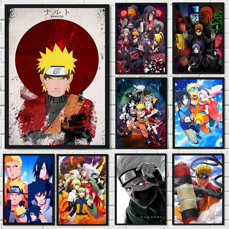 japanese anime manga naruto posters and prints kakashi kaki sasuke itachi wall art canvas painting for living room cuadros gift painting calligraphy aliexpress
