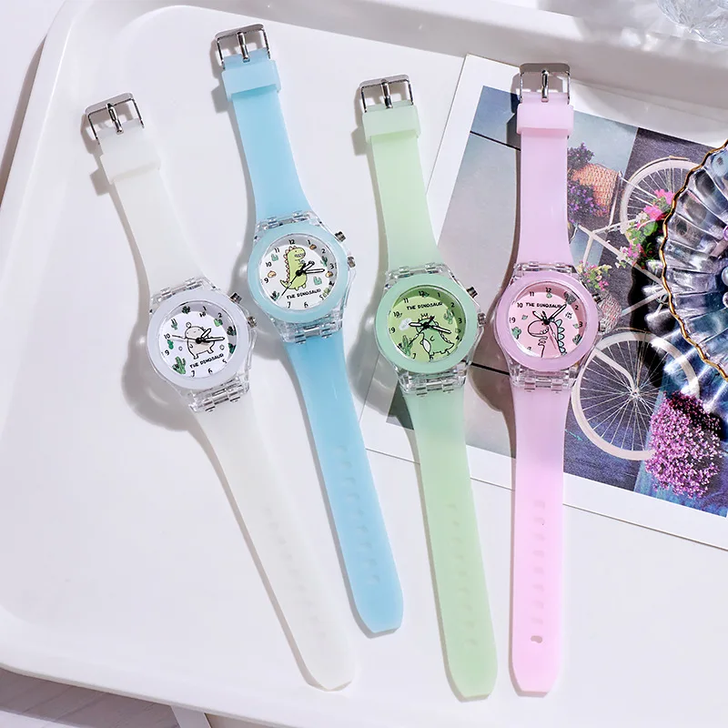 Cartoon Dinosaur Children Watches with Light Luminous Silicone Strap Girls Watch Boys Kids Student Gift Clock reloj infantil 5