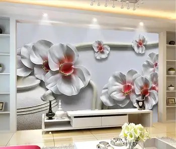

Embossed Flower Wallpaper Luxury Floral Wall Mural Painting Wall Art HD Canvas Prints Textured Wall Papers Makeup Backdrop