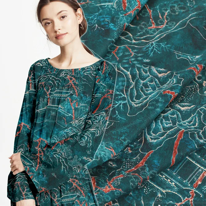 140 см широкая китайская шелковая ткань метр шелк с цифровой печатью крепдешин ткань 16 мм рубашка платье ткань оптом шелковая ткань