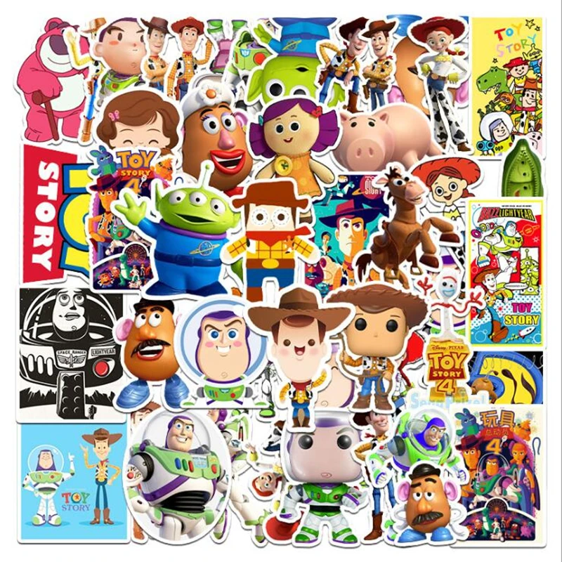 53 Uds juguete Disney etiqueta estético equipaje refrigerador piano guitarra no repetidas de dibujos animados pegatinas de grafiti