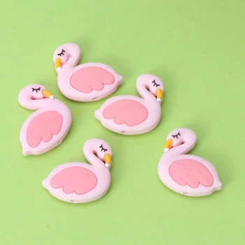 

Silicone Beads Flamingo Cute Funny DIY Jewelry Making Baby Teether Toys Teething 95AE