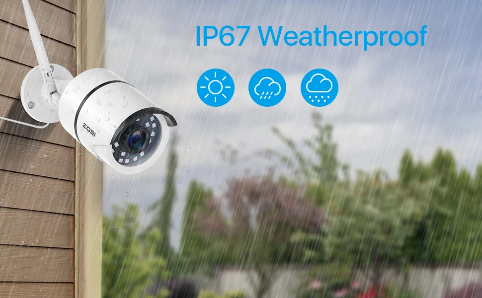 ZOSI 1080P Wifi IP Camera 2.0MP HD Outdoor IP67 Night Vision Security Video Surveillance Camera,2-Way Audio,AI Human Detection