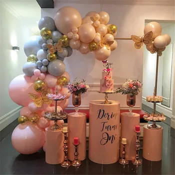 

130pcs Pink Gray Skin Balloon Garland Arch Kit DIY Gold Confetti Air Balloons Backdrop Birthday Wedding Baby Shower Party Decor