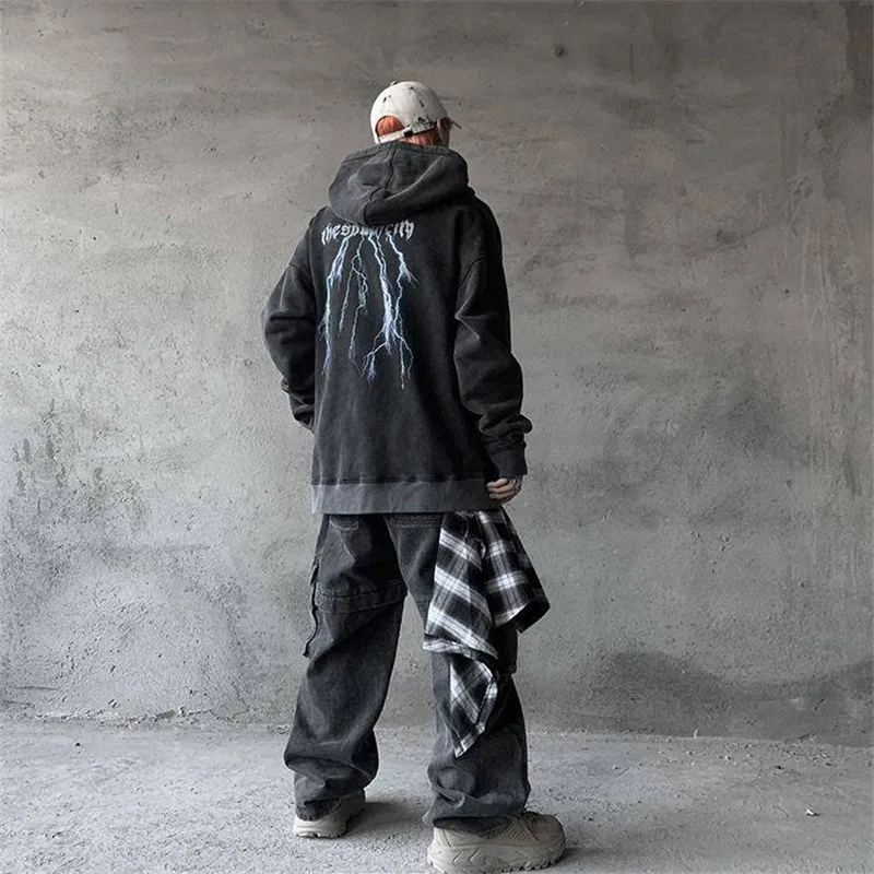 Мужская толстовка в стиле хип-хоп с граффити, Harajuku, уличная одежда с капюшоном, Осень-зима, принт, графическая толстовка с капюшоном, черные уличные топы для мужчин