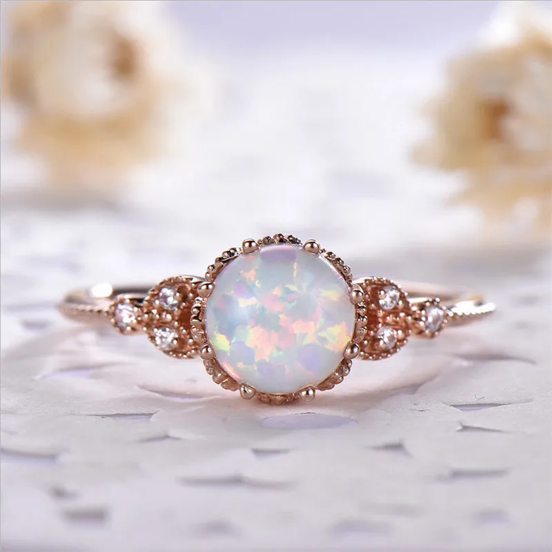 Opal Blaike, 925 пробы, заполненный серебром, белый опал/лунный камень, кольца для женщин, обручальное кольцо, ювелирные изделия, подарки на день Святого Валентина - Цвет основного камня: Opal
