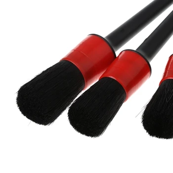 

5 Pcs Natural Boar Hair Detail Brush Set Automotive Detailing Brushes For Car Cleaning E7CA