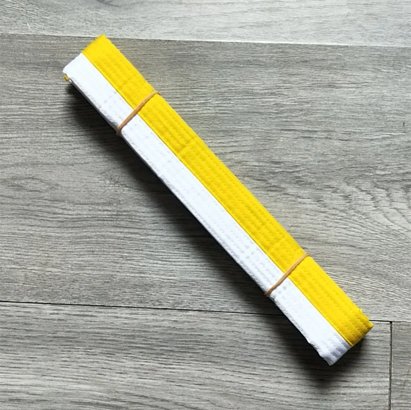 thumbnail image 2 of BRIGHTFUFU 2pcs Yellow Taekwondo Belt Set 2.4m Cotton Karate Waistband For Martial Arts Training For Beginners And Practitioners 2 of 10
