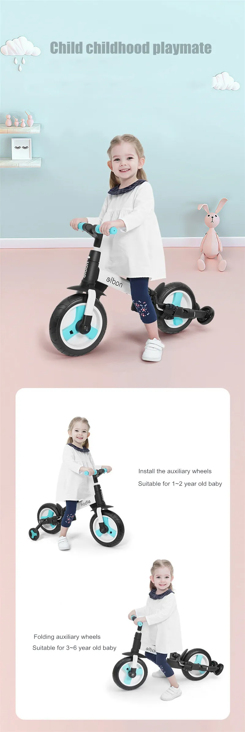 Bicicleta De Echilibru 5 In1, At Performance, Pliabila, Multifunctionala, Pedale Detasabile, Maner Parinte, Roti ajutatoare pliabile - Biciclete copii - atMag.ro