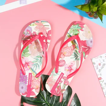 

Hotmarzz Women's Flowers Fruits Pattern Summer Beach Colorful Slippers Tongs Sandals Flat Slides