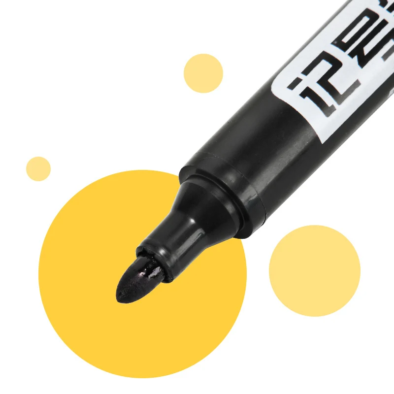 10pcs/lot 2mm thick pen tip Permanent Paint Marker Pen Oily Waterproof Black Pen For Tyre Markers Quick Drying Signature Permanent Marker Pen