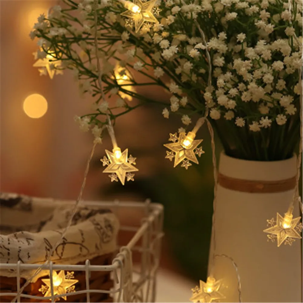 10Leds/20Leds Battery Powered  LED Star Moon Fairy Garland String Lights New Year Christmas Wedding Home Indoor Decoration light